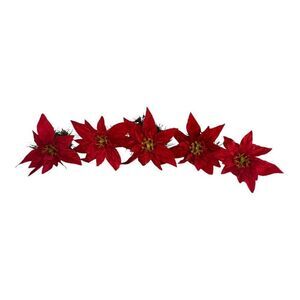 Set Of 5 Vera Christmas Vintage Clear Napkin Rings Red Poinsettia Flower READ
